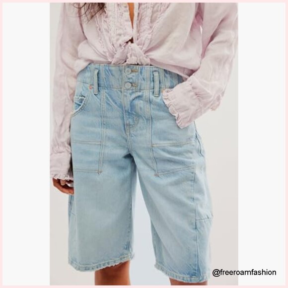 Denim Barrel Shorts Low Rise Baggy Bermuda Casual Summer Pant - Picture 5 of 6